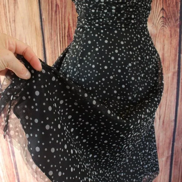 Jessica Howard Dress, Black with Gray Polkadots, Size 8, Fit and Flare, Retro - Picture 12 of 12